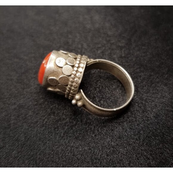 Vintage 925 Sterling Silver Natural Coral Ring 6.75 - Picture 5 of 5